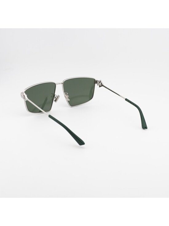 Bottega Veneta BV1223S 003 Sunglasses Silver Geometric Frame, Green Lenses main image 5